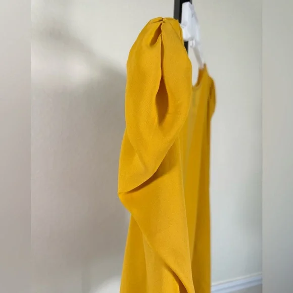 Womens Plus Size Chic Mustard Yellow
Dainty Modest Blouse Feminine Ruched
Office - Picture 6 of 9